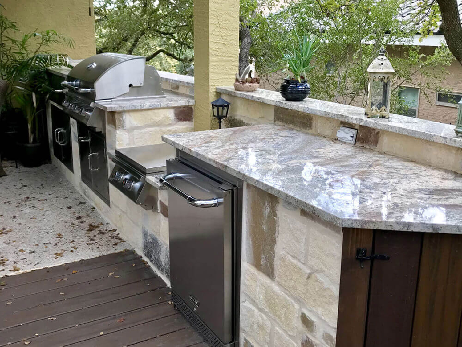 Backyard Barbecue with sink and a nice view