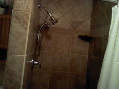 Bathroom Shower with Showerhead and Shelf