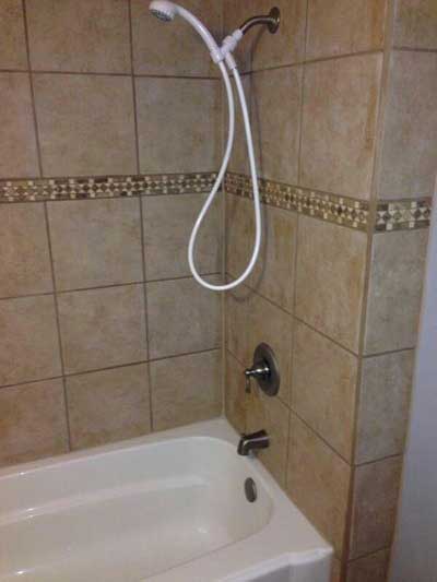 Bathroom Tub and Tile with Shower Head