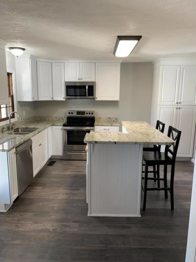 White and Gray Kitchen remodel in Construction Services