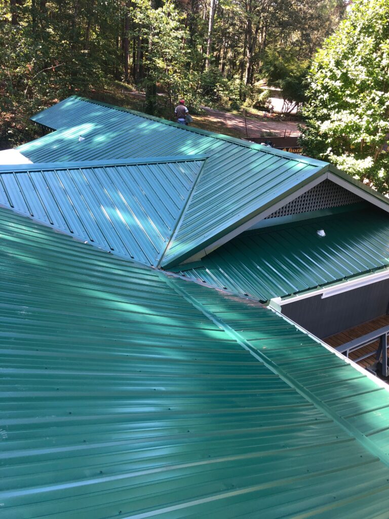 green metal roofing on home